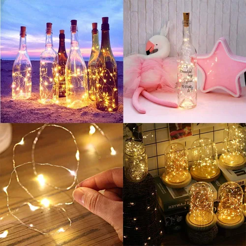 Vista 7 de VOOKRY - Luces para botellas de vino con corcho, 16 unidades, 20 luces LED de hadas, luces de corcho de alambre de cobre mini, funciona