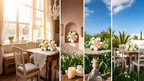 Vista 4 de ShengyuanLouiesya Louiesya - Ramo de flores artificiales de peonía de seda falsas para decoración del hogar, jardín, boda, fiesta (crema champán)