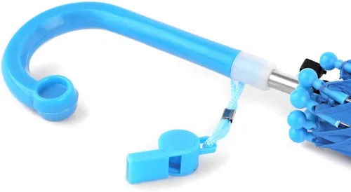 Vista 6 de BG Sombrilla ligera de color sólido para niños con silbato novedoso (azul)