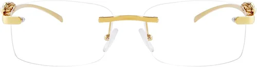 Vista 2 de UM - Lentes de sol vintage sin montura retro de lujo de metal dorado sin marco, Oro