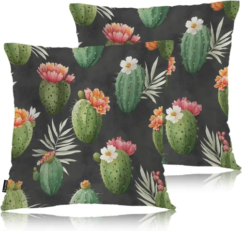 Vista 14 de Swono Juego de 2 fundas de almohada decorativas para el hogar de 18 x 18 pulgadas, diseño abstracto de color negro y amarillo, para sala de estar