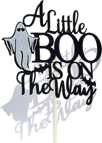 Vista 6 de A Little Boo is on The Way - Decoración para tartas de Halloween, baby shower, Little Boo, decoraciones temáticas de Halloween para fiestas de baby