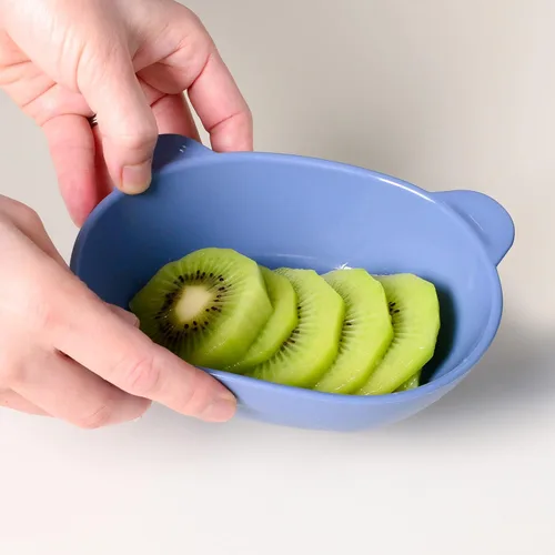 Vista 2 de BLUE GINKGO Cuencos de silicona para niños, lindos cuencos de silicona para bebés/platos de silicona para niños pequeños y niños, aptos