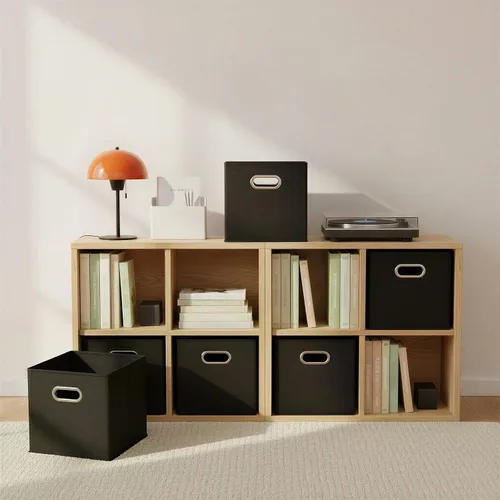 Vista 8 de Household Essentials Cubos de Almacenamiento de Tela Plegables Paquete de 6 – 11x11x11 Contenedores No Tejidos Apilables con Lados de Cartón