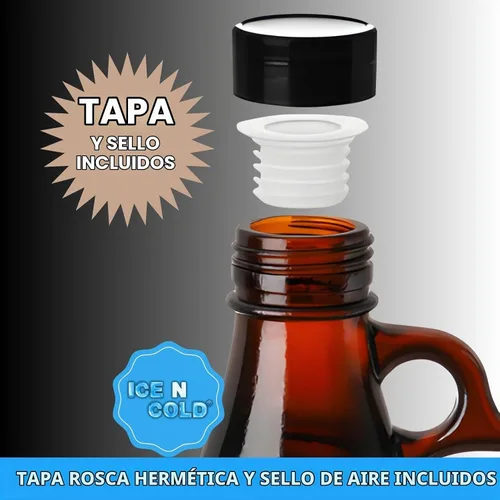 Vista 9 de Jarra de vidrio ámbar de 1 galón (128 onzas) con tapa de 1.496 in Paquete de 6 Envío rápido el mismo día