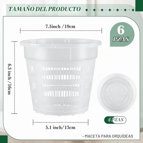 Vista 2 de SiliFine - Juego de 6 macetas de plástico transparente para orquídeas