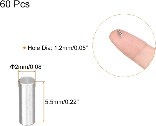 Vista 2 de uxcell 60 extremos de cordón de acero inoxidable, columna de identificación de 0.047 in, tapas de extremo de cordón de cuero para hacer pulseras