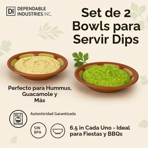 Vista 6 de Paquete de 2 cuencos de melamina para hummus de 6.5 pulgadas, platos