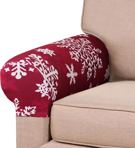 Vista 21 de PrinceDeco 2 Pack Thick Velvet Stretch Armrest Covers for Chairs and Sofas, Non Slip, Blue