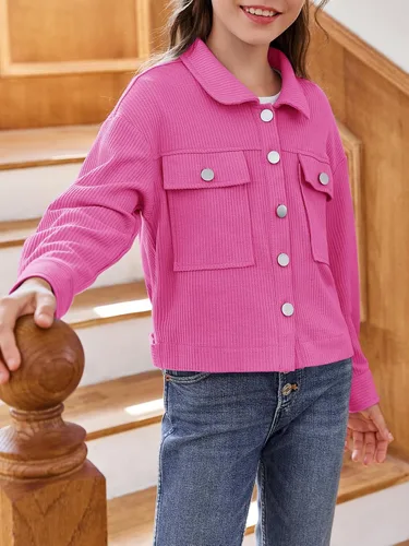 Vista 4 de Galawaqe Chaqueta de punto gofre para niñas de 5 a 14 años