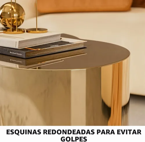Vista 8 de IKIFLY Mesa de centro inoxidable dorada, diseño moderno de moda de nube