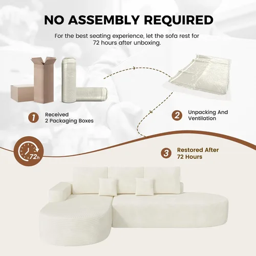 Vista 8 de Sofá modular curvado de 112 pulgadas, sofás de gran tamaño para sala de estar, moderno sofá modular sin hueso con asiento profundo, sofá de espuma