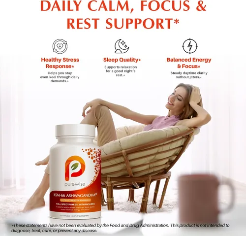 Vista 4 de KSM-66 Ashwagandha 600mg Fórmula extra fuerte – Suplemento de alivio del estrés para apoyo del sueño y apoyo del estado de ánimo – Withanolides
