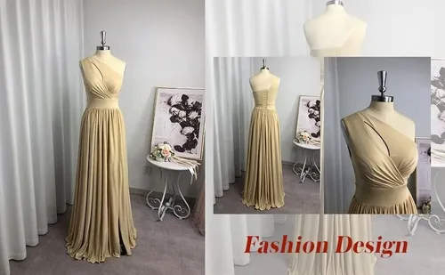 Vista 6 de VCCICANY Women's One Shoulder Bridesmaid Dress with Slit Long Pleated Chiffon Prom Gown