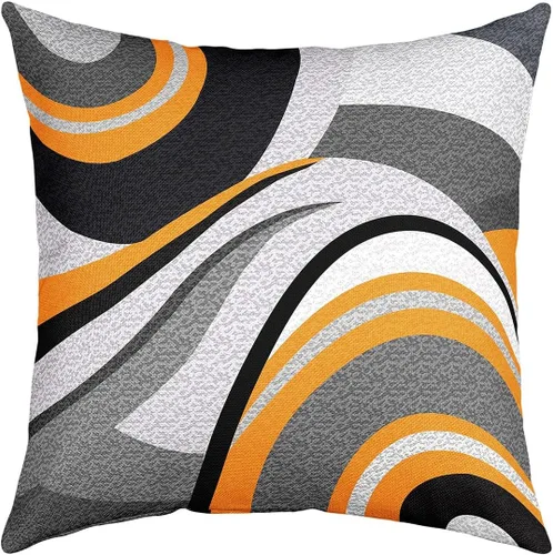 Vista 25 de Paquete de 4 fundas de almohada para exteriores, color rojo burdeos, juego de fundas de cojín geométricas cuadradas de color marrón y gris