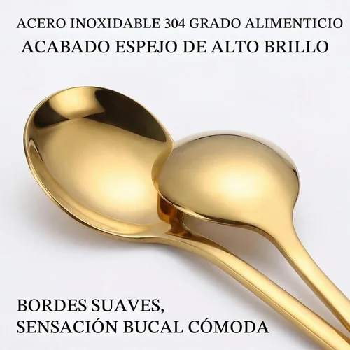 Vista 3 de Juego de 8 cucharas de café doradas de 5.24 pulgadas, cucharas de postre pequeñas de acero inoxidable de 5.24 pulgadas, cucharas de té SUS 304