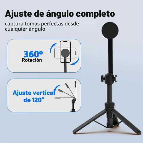 Vista 8 de PHOPIK Trípode magnético para teléfono selfie stick de 35 pulgadas, trípode extensible para teléfono con zapata fría y control remoto, compatible