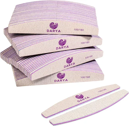 Vista 8 de DARYA Limas de uñas (12 piezas) de doble cara de grano 100/180 para uñas acrílicas, lima de uñas naturales, duraderas, lavables, lima de uñas