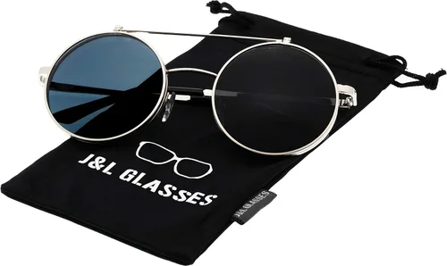 Vista 2 de J&L Glasses Gafas de sol redondas retro abatibles Seampunk