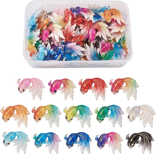 Vista 7 de Beadthoven - Dijes acrílicos coloridos con diseño de arco iris de plástico, abalorios colgantes de plástico para niños, accesorios de joyería