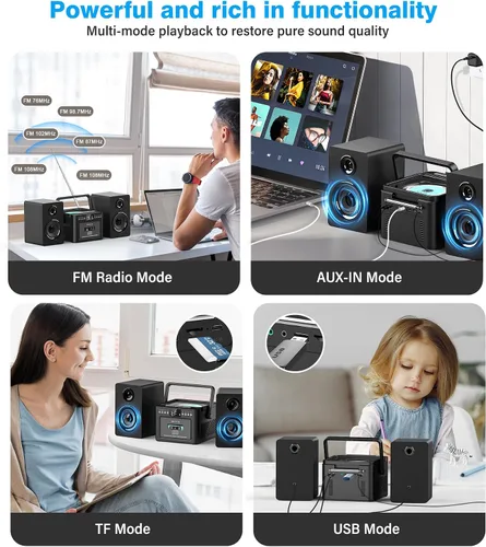 Vista 11 de Greadio Sistema estéreo para el hogar con CD Boombox y reproductor