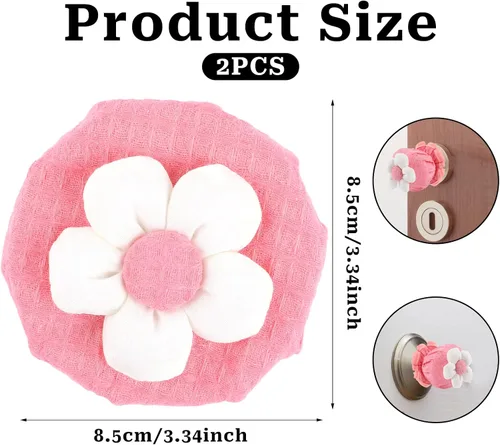Vista 2 de Sliverdew 2 piezas de protectores de perilla de puerta reutilizables, fundas suaves para pomos de puerta, fundas de pomo de puerta rosas florales