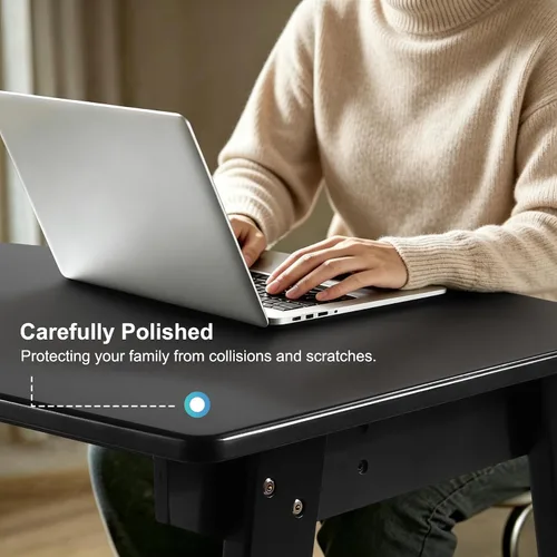 Vista 4 de Nnewvante Escritorio pequeño para computadora de 31.5 pulgadas con cajón, color negro