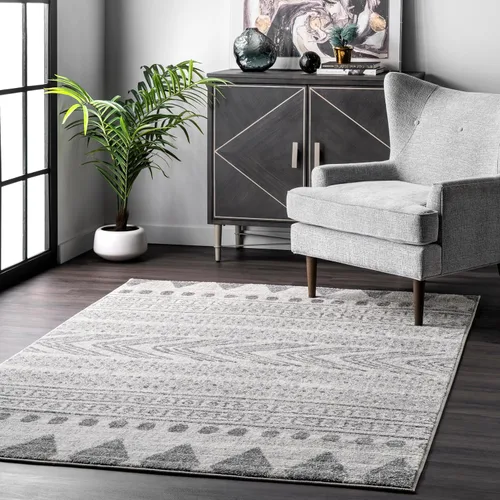Vista 10 de nuLOOM Shaina - Alfombra tribal para pasillo, 2 pies 8 pulgadas x 8 pies, gris, rectangular