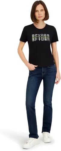 Vista 2 de Spyder Camiseta de manga corta con estampado de diamantes de imitación para mujer Negro