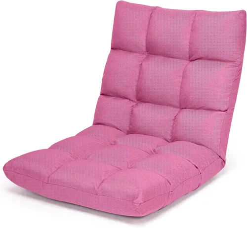 Vista 12 de GIANTEX Sofá de suelo, silla de videojuegos con 14 posiciones ajustables, respaldo acolchado, asiento acolchado para el suelo, silla plegable