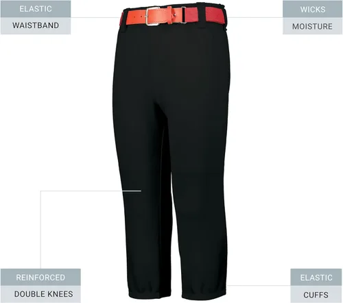 Vista 4 de Augusta Sportswear Mens Gamer Pull-up Baseball Pants Beltloops with Convenient Pockets