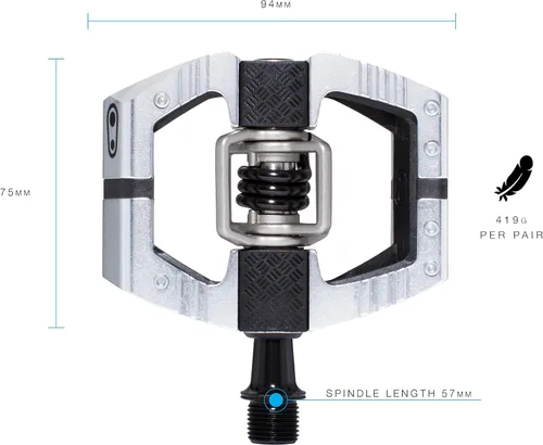 Vista 2 de Crankbrothers Pedales de bicicleta de montaña Mallet E - Edición plateada - Plataforma optimizada MTB Enduro - Sistema de clip par de pedales