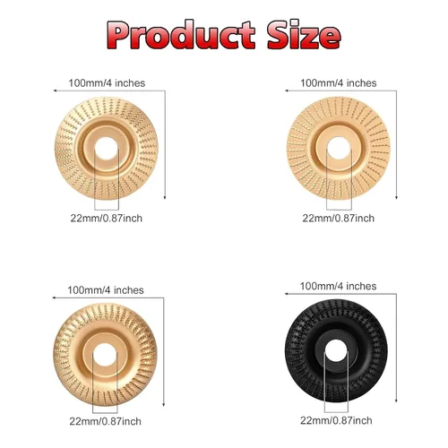 Vista 2 de Juego de 4 discos de molienda de madera para amoladora angular Ruedas de moldeo de madera de 4 pulgadas o 4 1/2 pulgadas para amoladoras