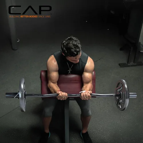 Vista 5 de CAP Barbell 47-Inch Olympic EZ Curl Bar for 2-Inch Weight Plates Multiple Options