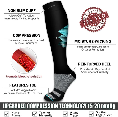 Vista 99 de 6 Pack Copper Compression Socks for Women and Men Circulation-Best Support for Medical, Running,Nursing,Athletic