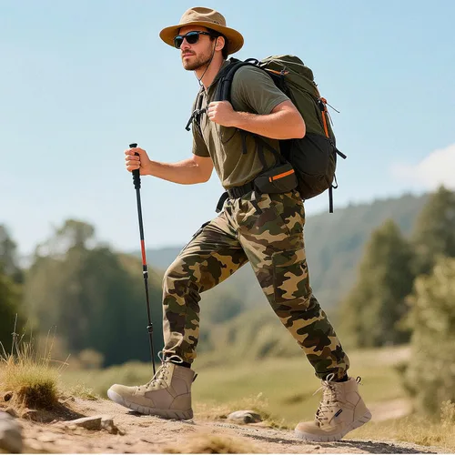 Vista 9 de FREE SOLDIER Botas de trabajo duraderas para hombre, 6 pulgadas, ligeras, impermeables, botas de senderismo, botas tácticas de cuero de gamuza