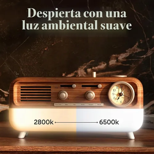 Vista 5 de Máquina de sueño Fuse DRM Reloj de alarma analógico con altavoz Bluetooth 6 sonidos de sueño relajantes Opciones de iluminación ajustables