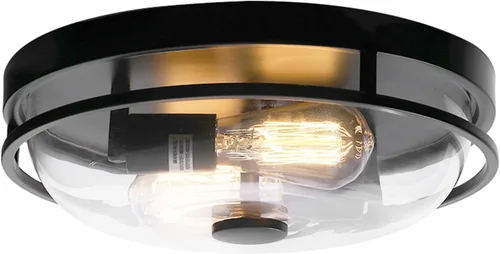 Vista 9 de Luz de techo de montaje empotrado Luminzone con pantalla de vidrio transparente, 2 luces, iluminación de estilo granja para interior y exterior
