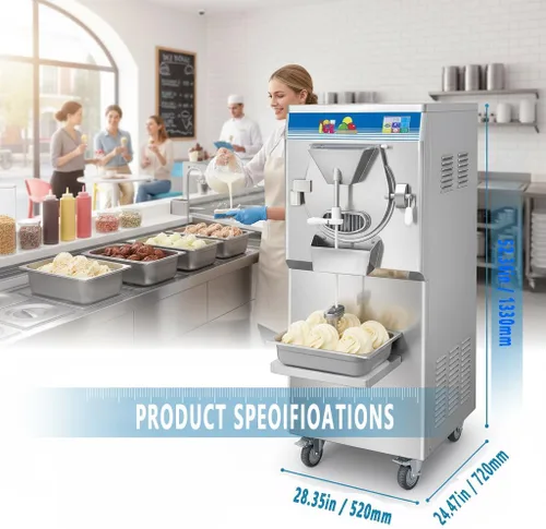 Vista 2 de Máquina de helado duro comercial de gelato de puerta SSS 9-11 galón/H 2200W Single Flavor Floor-Standing Hard Serve Ice Cream Maker,14L,4.3-Inch