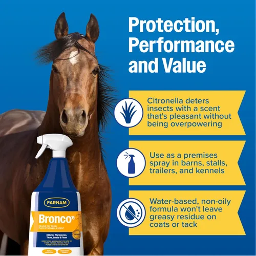 Vista 5 de Farnam Broncoe Fly Spray Plus Citronella para caballos, perros y locales