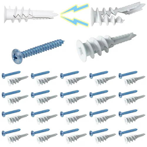 Vista 8 de Juego de 50 anclajes de metal autoperforantes para paneles de yeso resistentes con tornillos