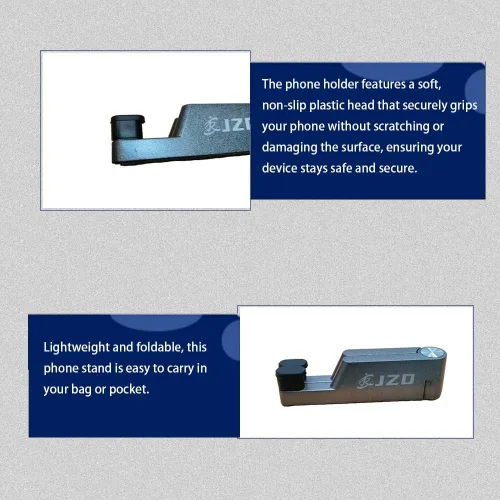 Vista 4 de JZD Soporte plegable para teléfono celular, totalmente ajustable, plegable, soporte para teléfono de escritorio, soporte de cuna, accesorios