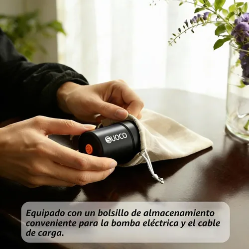 Vista 4 de SUOCO Bomba de vacío de viaje para bolsas de almacenamiento al vacío, mini bomba eléctrica inalámbrica recargable por USB para sellado de Negro