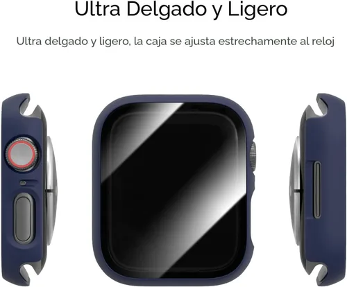 Vista 3 de JERXUN Paquete de 6 fundas con protector de pantalla para Apple Watch Negro/transparente/oro rosa/rosa/azul/verde