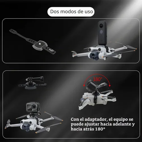 Vista 3 de Hanatora Soporte de montaje de expansión de cámara con adaptador para DJI Mini/Mavic Drone, accesorios de soporte de conector de cámaras deportivas