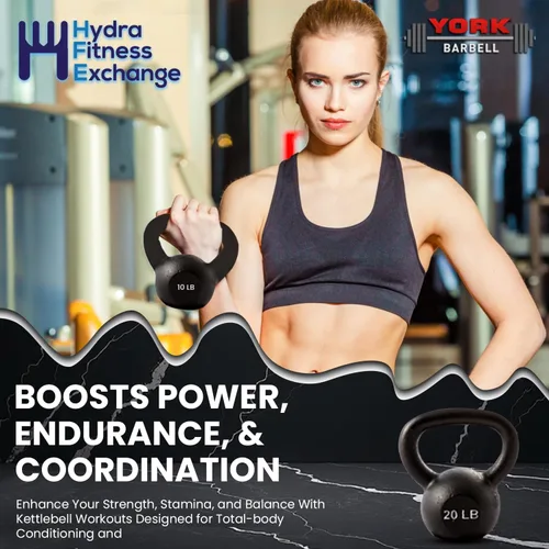Vista 3 de Kettlebell Weights – 5lb to 80lb Cast Iron Kettlebells with Matte Black Finish – Full Body Strength Training & CrossFit Conditioning – Ideal for
