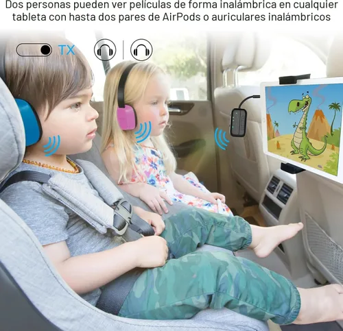 Vista 4 de Receptor transmisor Bluetooth 5.4 Pro 2026, adaptador Bluetooth para avión Qualcomm aptX LL 25hrs Battery Works with 2 Headphones Wireless