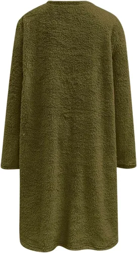 Vista 3 de Sudadera ligera para mujer, con forro polar y cuello redondo, manga larga, informal, para otoño, cálida