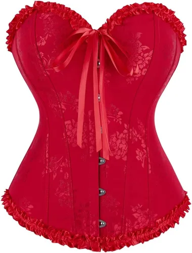 Vista 12 de frawirshau - Corsé para mujer, con cordones, con varillas, escultor de cuerpo, lencería Beige