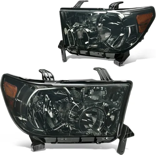Vista 8 de DWVO Ensamble de faros Compatible con 2007-2013 Tundra / 2008 2009 2010 2011 2012 2013 2014 2015 2016 2017 Sequoia Carcasa de faro cromada Reflector